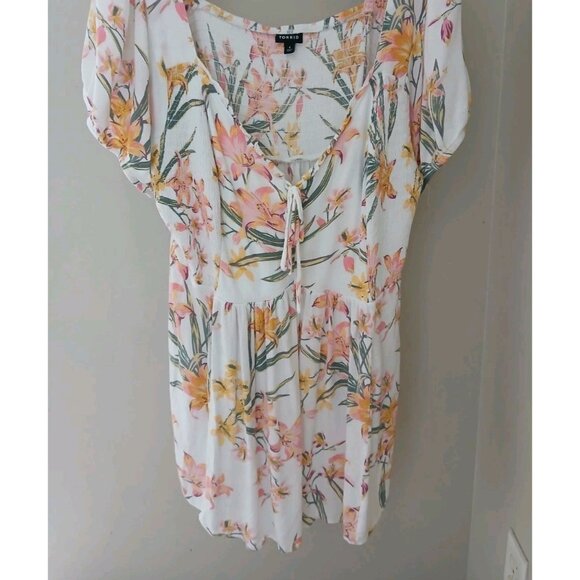 Torrid Babydoll Crinkle Gauze Smocked Back Puff Sleeve Top Plus Size 4 4X White - Picture 4 of 10